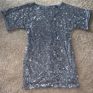 BKE Buckle Sequin Quarter Sleeve Dress